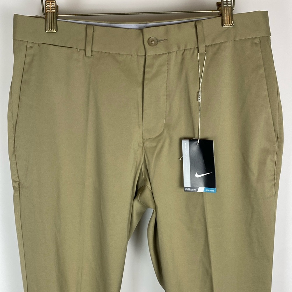 NWT Nike Golf Dri Fit Flat Front Breathable Khaki Pants 833194 Mens Size 30 X 32